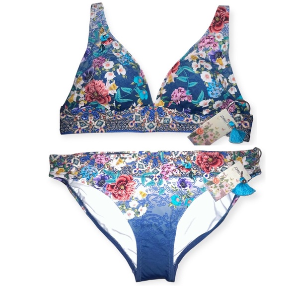 JOHNNY WAS Sunset Bikini Adjustable Shoulder Straps Top Hipster Bottoms Set NWT - Picture 14 of 14